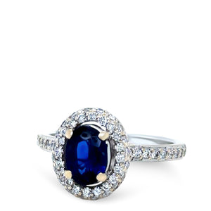 Bespoke 18ct White Gold Sapphire & Diamond Ring 1.64ct