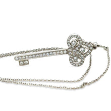 Load image into Gallery viewer, Tiffany &amp; Co Platinum Fleur De Lis Key Diamond Pendant Necklace 0.50ct