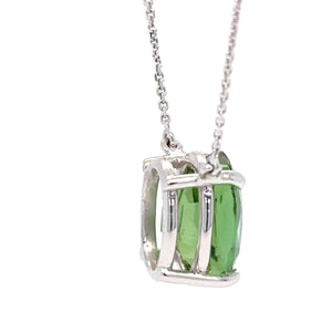 Bespoke 18ct White Gold Cushion Cut Oval Tourmaline Pendant 4.26ct