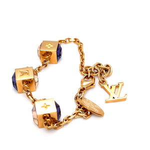 Louis Vuitton Gold-Tone Gamble Crystal Bracelet with Swarovski Crystals 12.65g