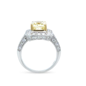 DCLA 18ct White Gold Fancy Yellow Diamond Engagement Ring 2.53ct
