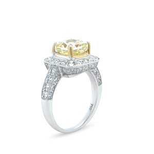 DCLA 18ct White Gold Fancy Yellow Diamond Engagement Ring 2.53ct