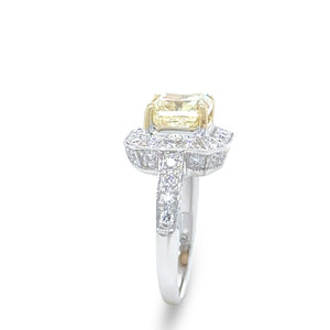 DCLA 18ct White Gold Fancy Yellow Diamond Engagement Ring 2.53ct