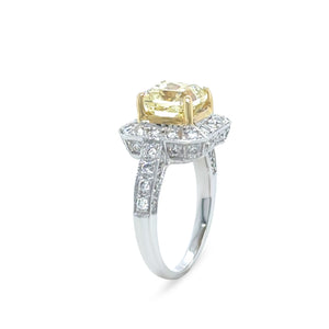 DCLA 18ct White Gold Fancy Yellow Diamond Engagement Ring 2.53ct