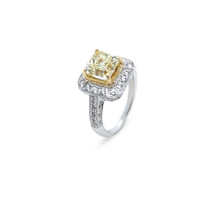 DCLA 18ct White Gold Fancy Yellow Diamond Engagement Ring 2.53ct