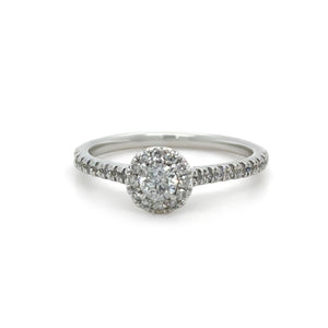 14ct White Gold Diamond Bridal Halo Ring 0.73ct