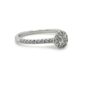 14ct White Gold Diamond Bridal Halo Ring 0.73ct