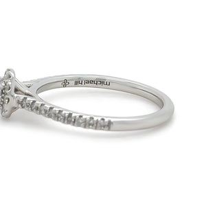 14ct White Gold Diamond Bridal Halo Ring 0.73ct