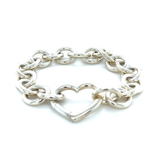 Load image into Gallery viewer, Tiffany &amp; Co. Sterling Silver Vintage Heart Clasp Round Link Bracelet 45.19g