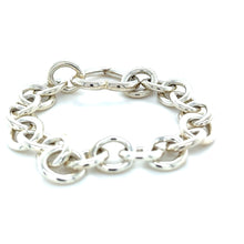 Load image into Gallery viewer, Tiffany &amp; Co. Sterling Silver Vintage Heart Clasp Round Link Bracelet 45.19g