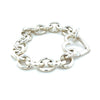 Tiffany & Co. Sterling Silver Vintage Heart Clasp Round Link Bracelet 45.19g