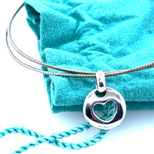 Load image into Gallery viewer, Tiffany &amp; Co. Sterling Silver Vintage Pierced Heart Pendant Choker Necklace 7.15g