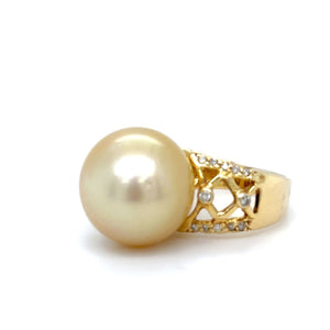 Bespoke Pearl & Diamond Ring 0.16ct