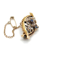 Load image into Gallery viewer, Bespoke Floral Sapphire &amp; Pearl Brooch 4.02g