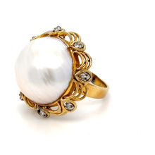 Load image into Gallery viewer, Bespoke Mabé Pearl Cluster Ring 0.20ct