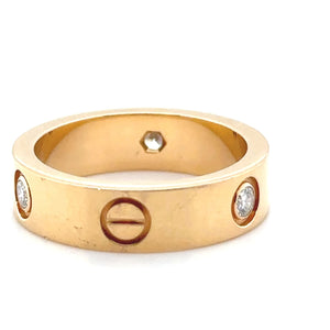 Cartier Yellow Gold Love Ring with 3 Diamonds