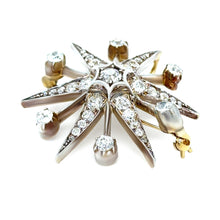 Load image into Gallery viewer, 15ct Yellow Gold Victorian Diamond Starburst Brooch 2.50ct 8.68g