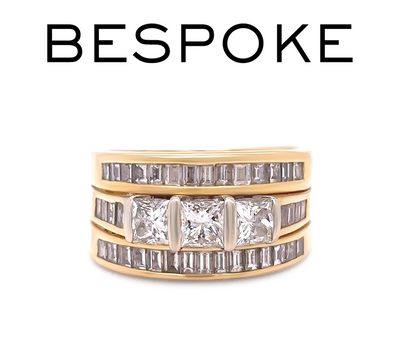 18ct Yellow Gold Princess Cut Diamond Bridal Set 2.77ct 11.36g