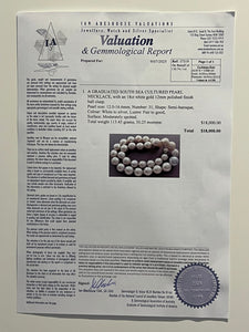 18ct White Gold Graduated South Sea Cultured Pearl Necklace 113.45g