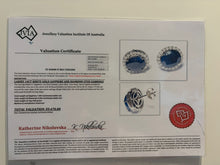 Load image into Gallery viewer, 14ct White Gold Sapphire &amp; Diamond Stud Earrings 7.56ct 4.66g