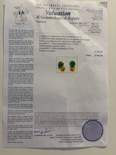 Load image into Gallery viewer, 18ct Yellow Gold Emerald &amp; Diamond Stud Earrings 1.06ct 2.41g