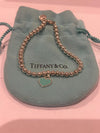 Tiffany and Co Sterling Silver Blue Heart Tag Bead Bracelet