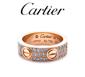 Cartier 18ct Rose Gold Love Classic Pavé Diamond Ring 0.70ct
