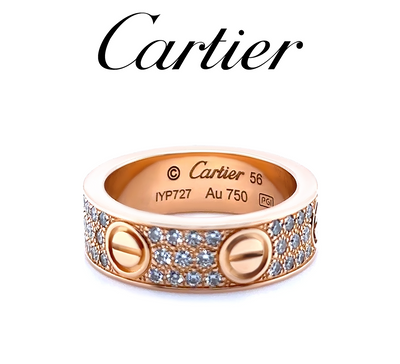 Cartier 18ct Rose Gold Love Classic Pavé Diamond Ring 0.70ct