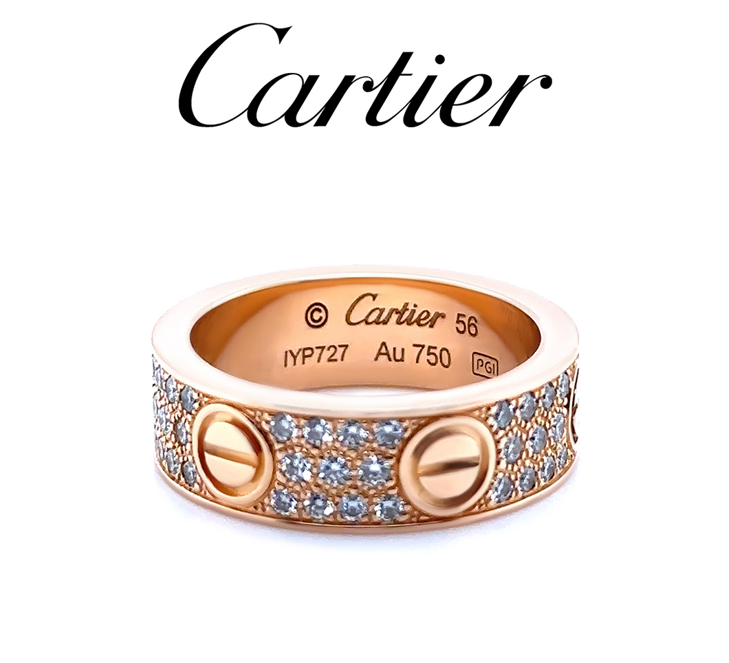 Cartier 18ct Rose Gold Love Classic Pavé Diamond Ring 0.70ct