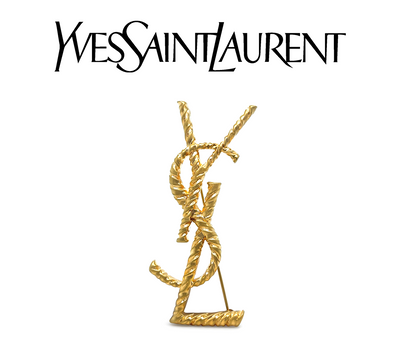 Yves Saint Laurent Gold-Plated Cassandre YSL Brooch 18.69g