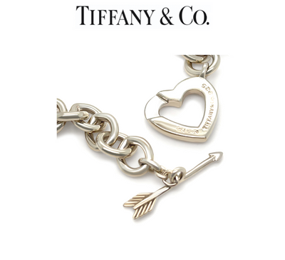 Tiffany & Co. Sterling Silver Heart Arrow Toggle Choker Necklace 78.41g