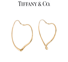 Load image into Gallery viewer, Tiffany &amp; Co 18ct Yellow Gold Elsa Peretti Open Heart Hoop Earrings 12.16g