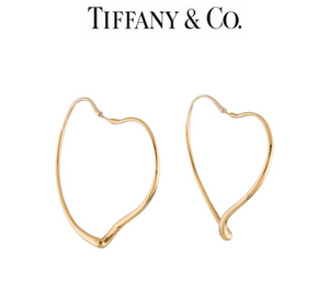 Tiffany & Co 18ct Yellow Gold Elsa Peretti Open Heart Hoop Earrings 12.16g