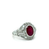 14ct White Gold Ruby and Diamond Art Deco Ring 3.64ct