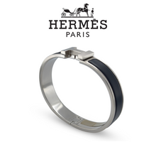 Load image into Gallery viewer, Hermès Clic H Bracelet Palladium-Plated Black