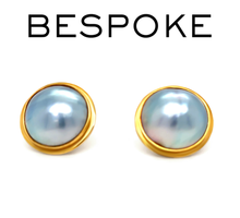 Load image into Gallery viewer, 18ct Yellow Gold Mabe Tahitian Pearl Earrings 17mm 10.26g