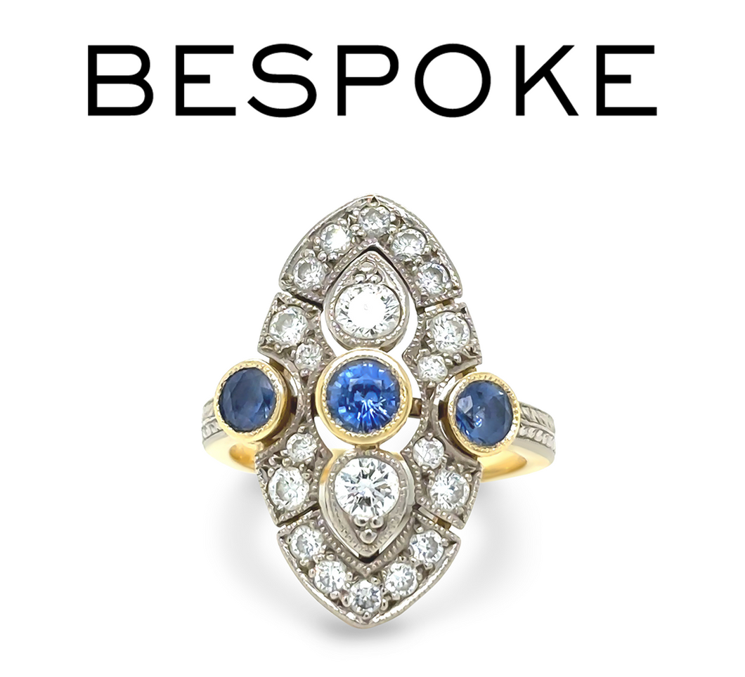 18ct Yellow and White Gold Sapphire and Diamond Ring 1.64ct