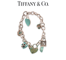Load image into Gallery viewer, Tiffany &amp; Co 18ct Yellow Gold and Sterling Silver Charm Bracelet 78.7g