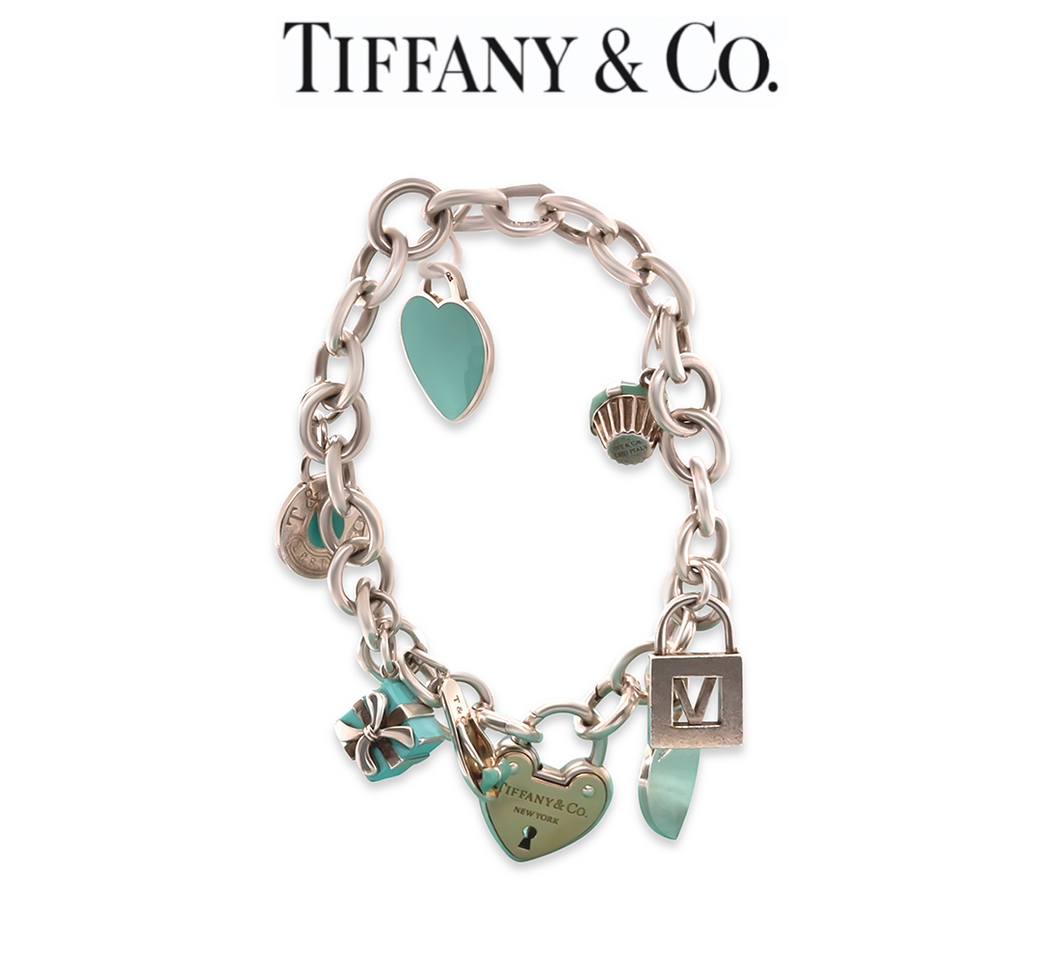 Tiffany Co 18ct Yellow Gold and Sterling Silver Charm Bracelet