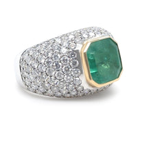 Load image into Gallery viewer, 14ct White and Yellow Gold Emerald and Diamond Cocktail Ring 7.78ct