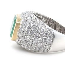 Load image into Gallery viewer, 14ct White and Yellow Gold Emerald and Diamond Cocktail Ring 7.78ct