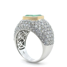Load image into Gallery viewer, 14ct White and Yellow Gold Emerald and Diamond Cocktail Ring 7.78ct