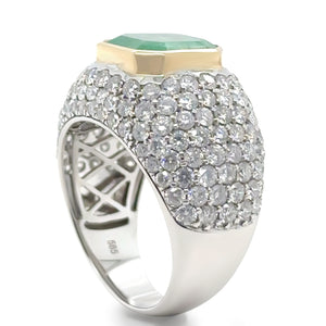 14ct White and Yellow Gold Emerald and Diamond Cocktail Ring 7.78ct