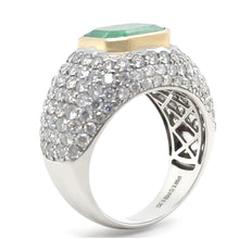 Load image into Gallery viewer, 14ct White and Yellow Gold Emerald and Diamond Cocktail Ring 7.78ct
