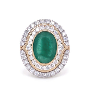 14ct Yellow Gold Emerald and Diamond Cocktail Ring 5.23ct