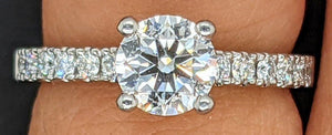 18Ct GIA White Gold Diamond Tiffany Style Engagement Ring - Luxury Brand Jewellery