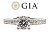 18Ct GIA White Gold Diamond Tiffany Style Engagement Ring - Luxury Brand Jewellery