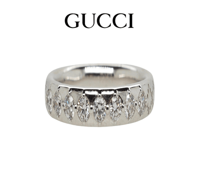 18ct White Gold Gucci Diamatissima Ring - Luxury Brand Jewellery