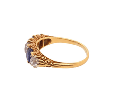 Load image into Gallery viewer, 18Ct Yellow Gold Sapphire And Diamond Antique Victorian Half Hoop Diamond Ring Circa 1880 - Luxury Brand Jewellery