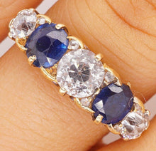 Load image into Gallery viewer, 18Ct Yellow Gold Sapphire And Diamond Antique Victorian Half Hoop Diamond Ring Circa 1880 - Luxury Brand Jewellery
